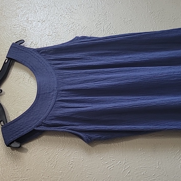 Essentials CottonSpring Summer Midi dress Size L sleeveless round neck blue - Picture 9 of 10
